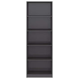 5-Tier Book Cabinet High Gloss Grey 60x24x175 cm Engineered Wood