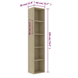Book Cabinet Sonoma Oak 40x30x189 cm Engineered Wood - Rear View
