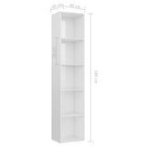 Book Cabinet High Gloss White 40x30x189 cm Engineered Wood - Rear View