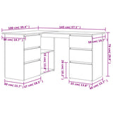 Corner Desk Black 145x100x76 cm Engineered Wood