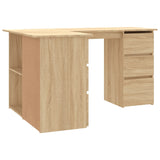 Corner Desk Sonoma Oak 145x100x76 cm Engineered Wood - Rear View