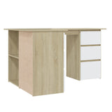 Corner Desk White and Sonoma Oak 145x100x76 cm Engineered Wood - Rear View