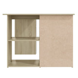 Corner Desk White and Sonoma Oak 145x100x76 cm Engineered Wood - Close-Up Angle