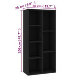 Book Cabinet Black 50x25x106 cm Engineered Wood - Rear View