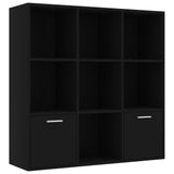 Book Cabinet Black 98x30x98 cm Engineered Wood - Front View