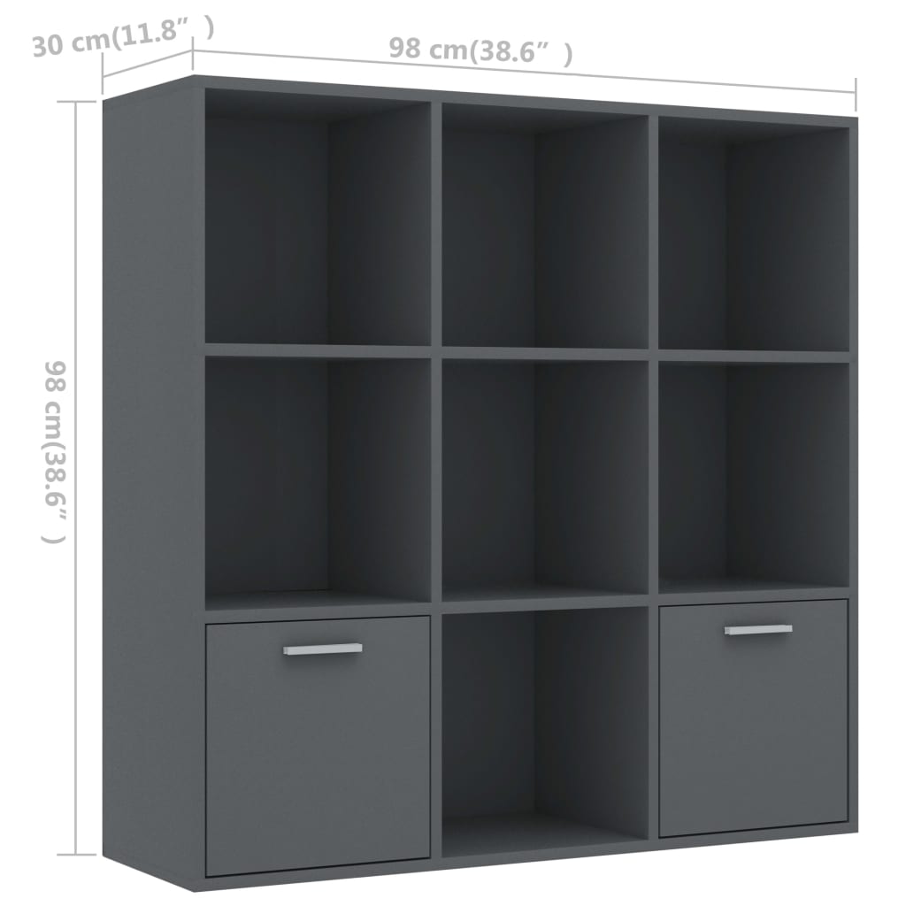 Book Cabinet Grey 98x30x98 cm Engineered Wood