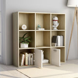 Book Cabinet White and Sonoma Oak 98x30x98 cm Engineered Wood - Top-Down View