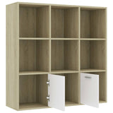 Book Cabinet White and Sonoma Oak 98x30x98 cm Engineered Wood - 45-Degree Angle