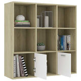 Book Cabinet White and Sonoma Oak 98x30x98 cm Engineered Wood