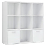 Book Cabinet High Gloss White 98x30x98 cm Engineered Wood - Front View