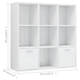 Book Cabinet High Gloss White 98x30x98 cm Engineered Wood - Extra Image