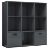 Book Cabinet High Gloss Grey 98x30x98 cm Engineered Wood