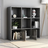 Book Cabinet High Gloss Grey 98x30x98 cm Engineered Wood - Side View