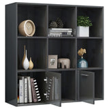 Book Cabinet High Gloss Grey 98x30x98 cm Engineered Wood