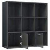 Book Cabinet High Gloss Grey 98x30x98 cm Engineered Wood