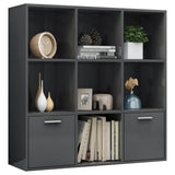 Book Cabinet High Gloss Grey 98x30x98 cm Engineered Wood