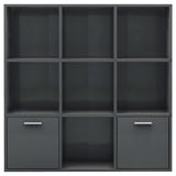 Book Cabinet High Gloss Grey 98x30x98 cm Engineered Wood - Close-Up Angle