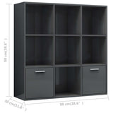Book Cabinet High Gloss Grey 98x30x98 cm Engineered Wood