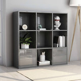 Book Cabinet High Gloss Grey 98x30x98 cm Engineered Wood