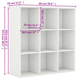 Book Cabinet White 98x29x97.5 cm Engineered Wood - Rear View