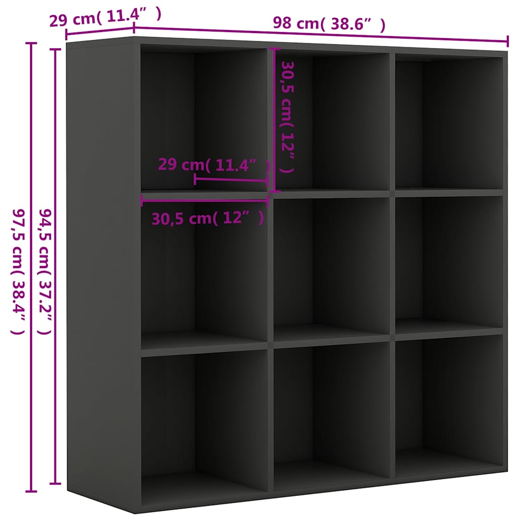 Book Cabinet Grey 98x29x97.5 cm Engineered Wood