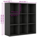 Book Cabinet Grey 98x29x97.5 cm Engineered Wood