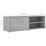 TV Cabinet Concrete Grey 120x34x37 cm Engineered Wood