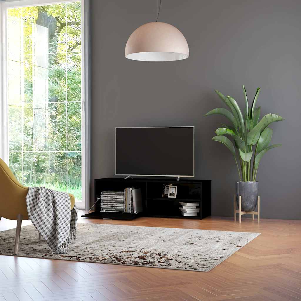 TV Cabinet High Gloss Black 120x34x37 cm Engineered Wood