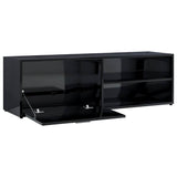 TV Cabinet High Gloss Black 120x34x37 cm Engineered Wood - Rear View