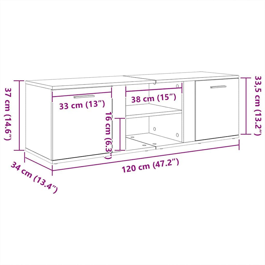 TV Cabinet White 120x34x37 cm Engineered Wood