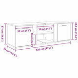 TV Cabinet Concrete Grey 120x34x37 cm Engineered Wood