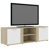TV Cabinet White and Sonoma Oak 120x34x37 cm Engineered Wood