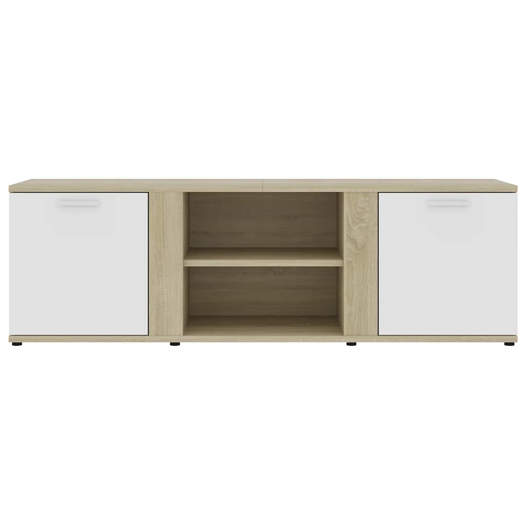 TV Cabinet White and Sonoma Oak 120x34x37 cm Engineered Wood