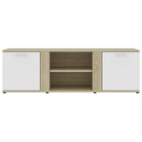 TV Cabinet White and Sonoma Oak 120x34x37 cm Engineered Wood