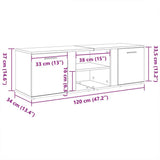 TV Cabinet White and Sonoma Oak 120x34x37 cm Engineered Wood