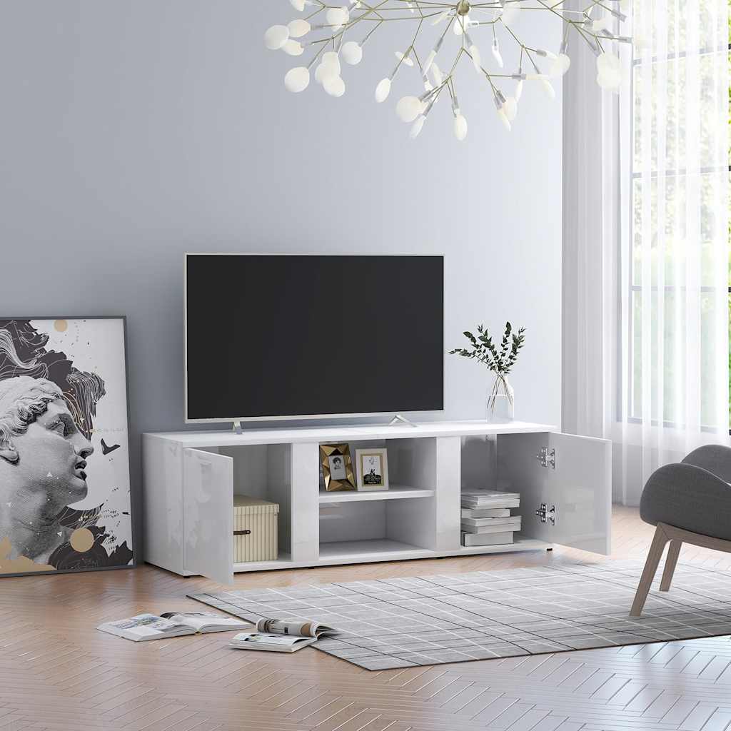 TV Cabinet High Gloss White 120x34x37 cm Engineered Wood