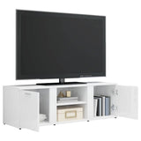 TV Cabinet High Gloss White 120x34x37 cm Engineered Wood - 45-Degree Angle