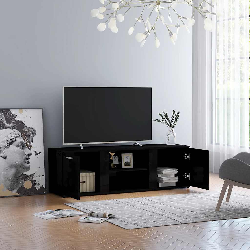 TV Cabinet High Gloss Black 120x34x37 cm Engineered Wood