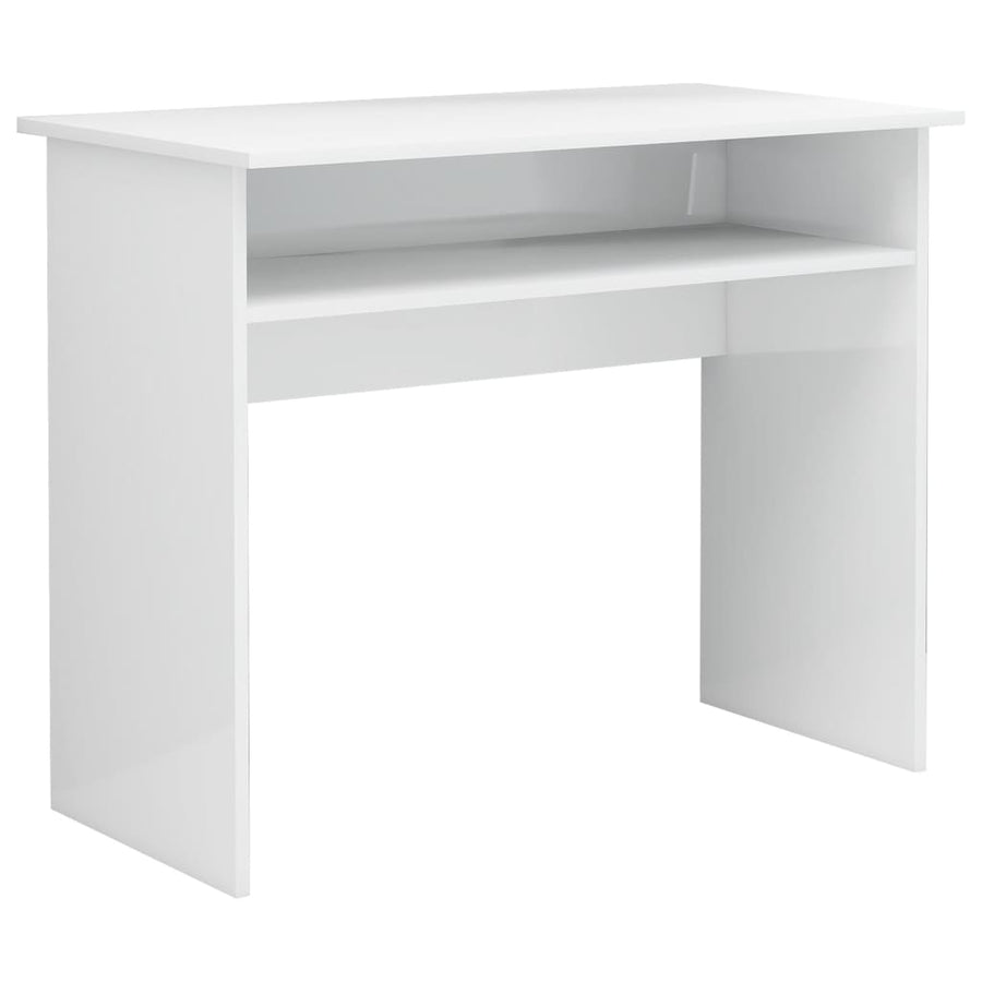 Desk High Gloss White 90x50x74 cm Engineered Wood
