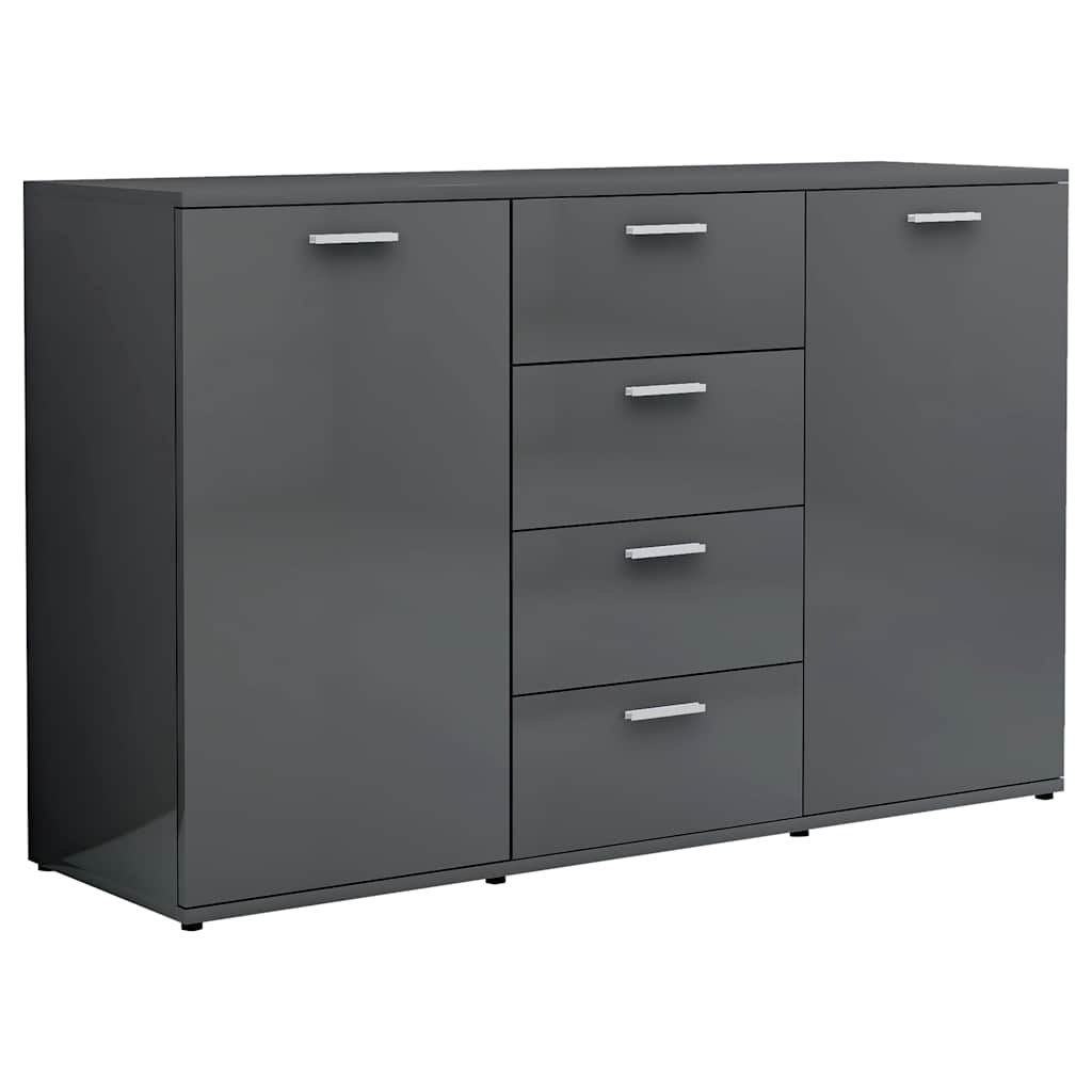 Sideboard High Gloss Grey 120x35.5x75 cm Engineered Wood
