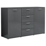 Sideboard High Gloss Grey 120x35.5x75 cm Engineered Wood - Front View