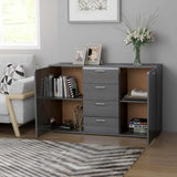 Sideboard High Gloss Grey 120x35.5x75 cm Engineered Wood