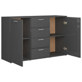 Sideboard High Gloss Grey 120x35.5x75 cm Engineered Wood - Rear View