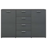 Sideboard High Gloss Grey 120x35.5x75 cm Engineered Wood - Close-Up Angle