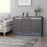 Sideboard High Gloss Grey 120x35.5x75 cm Engineered Wood