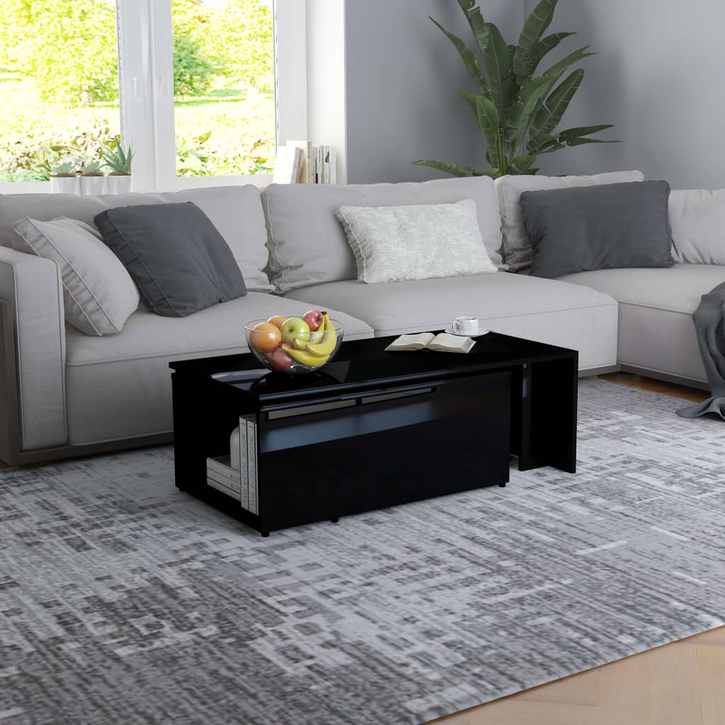 Coffee Table High Gloss Black 150x50x35 cm Engineered Wood