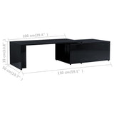 Coffee Table High Gloss Black 150x50x35 cm Engineered Wood