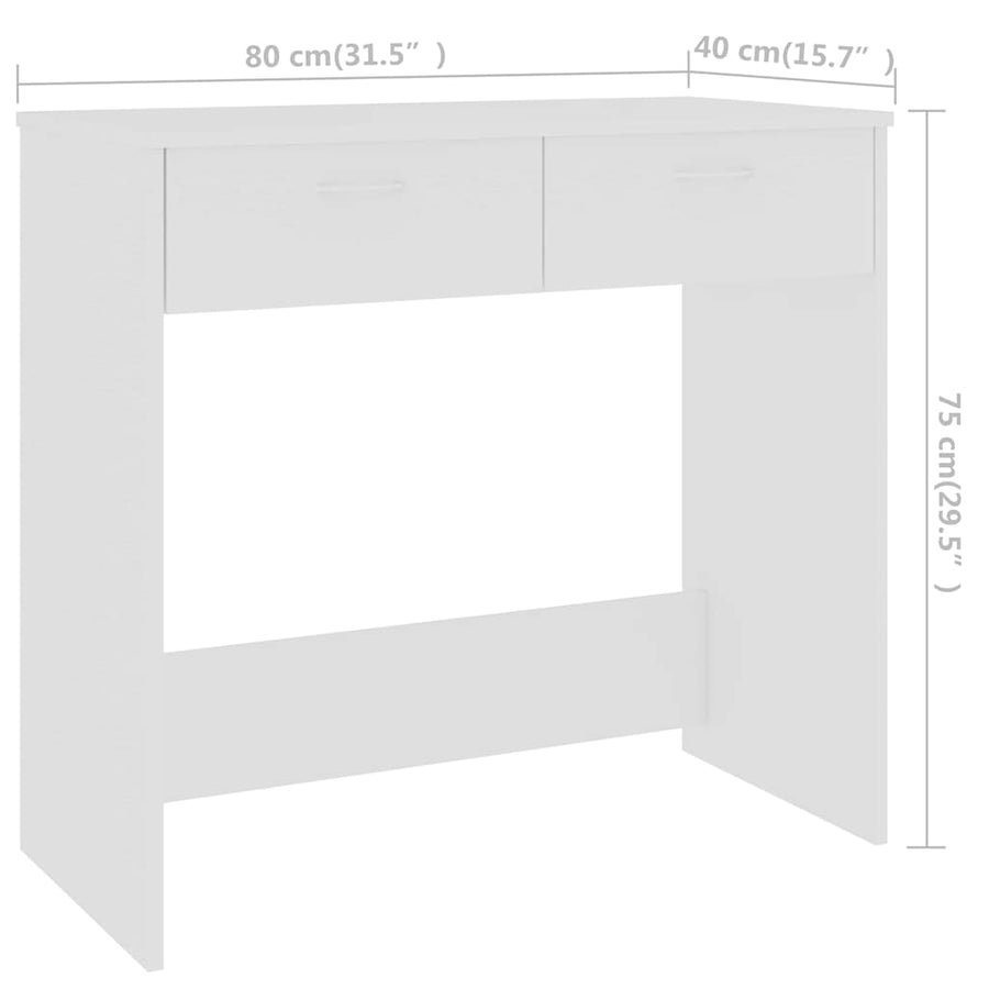 Desk White 80x40x75 cm Engineered Wood