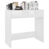 Desk High Gloss White 80x40x75 cm Engineered Wood - Side View