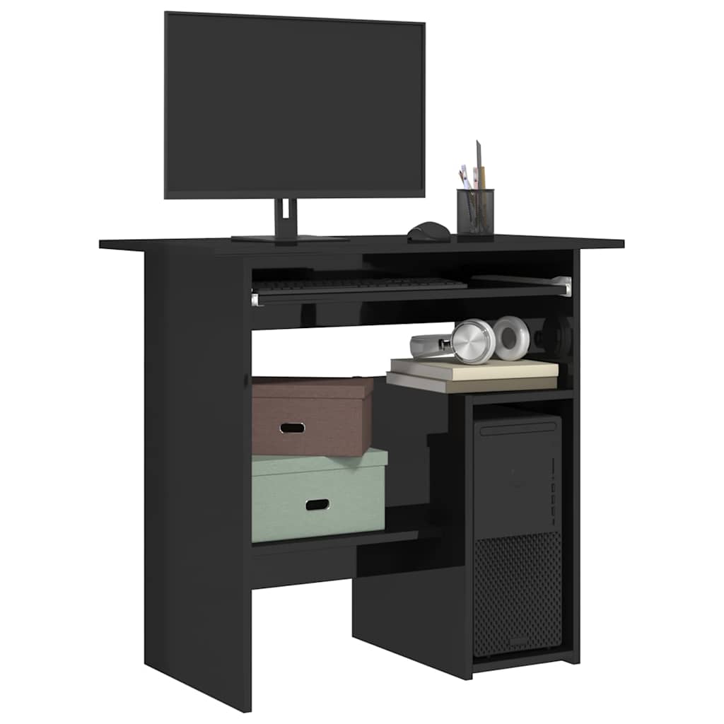 Desk High Gloss Black 80x45x74 cm Engineered Wood
